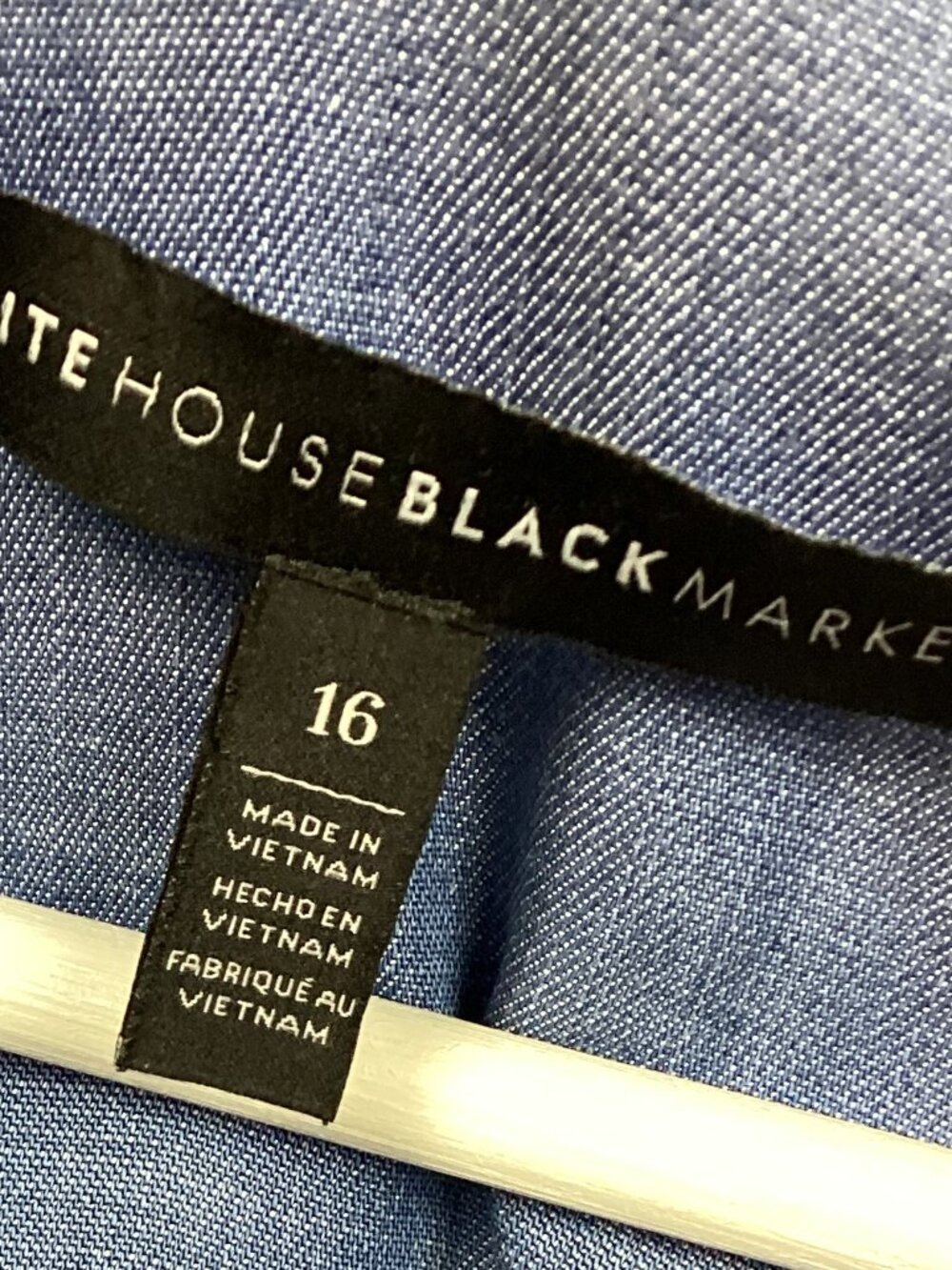 WHBM Chambray Denim Dress Blue Belted Midi 16 - Picture 6 of 9